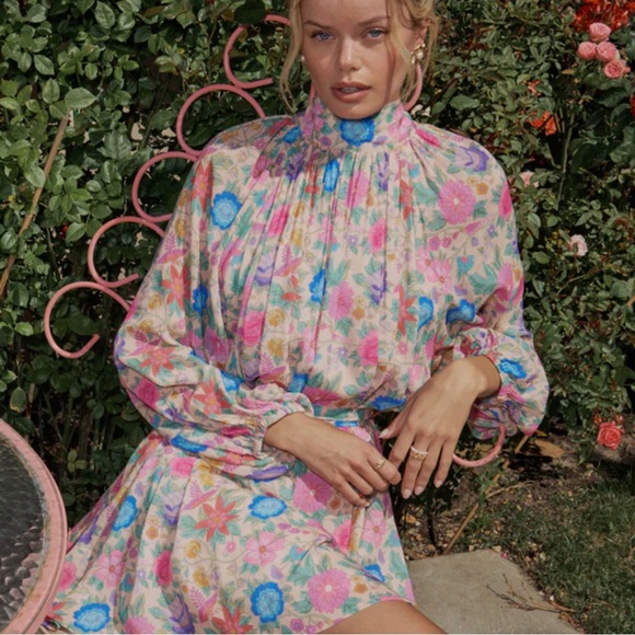 SOLD// Spell Mossy High Neck Mini Dress - Picture 3 of 15